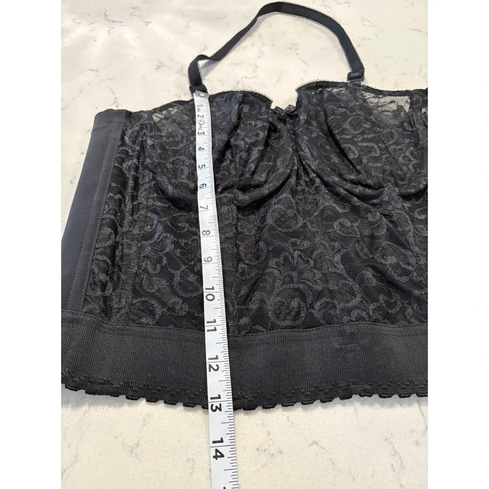 Goddess Lace Bridal Longline Bra Black 40B Strapless Halter Bustier‎ NWT